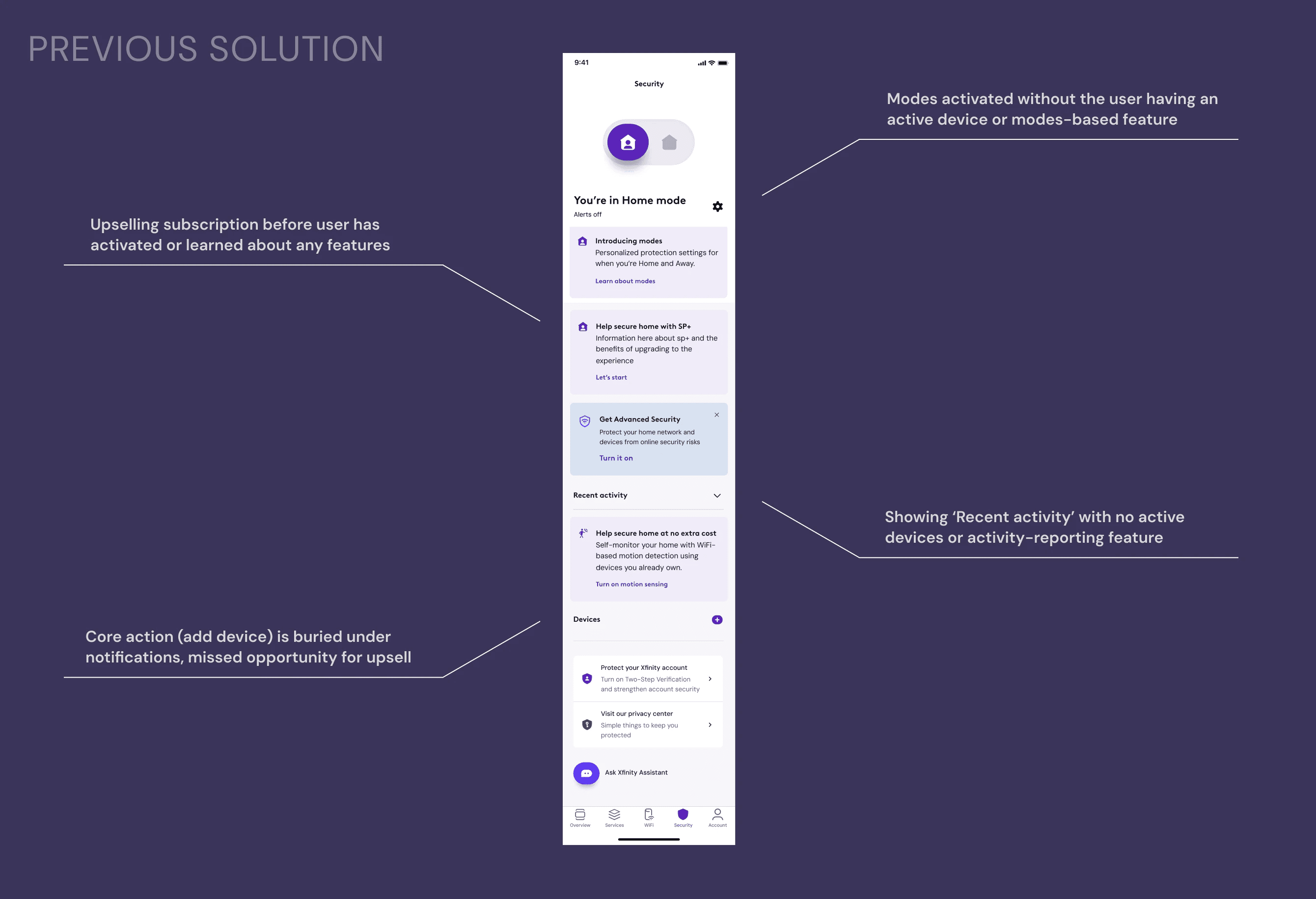 The previous solution — a flat map of features with no sense of user progression
