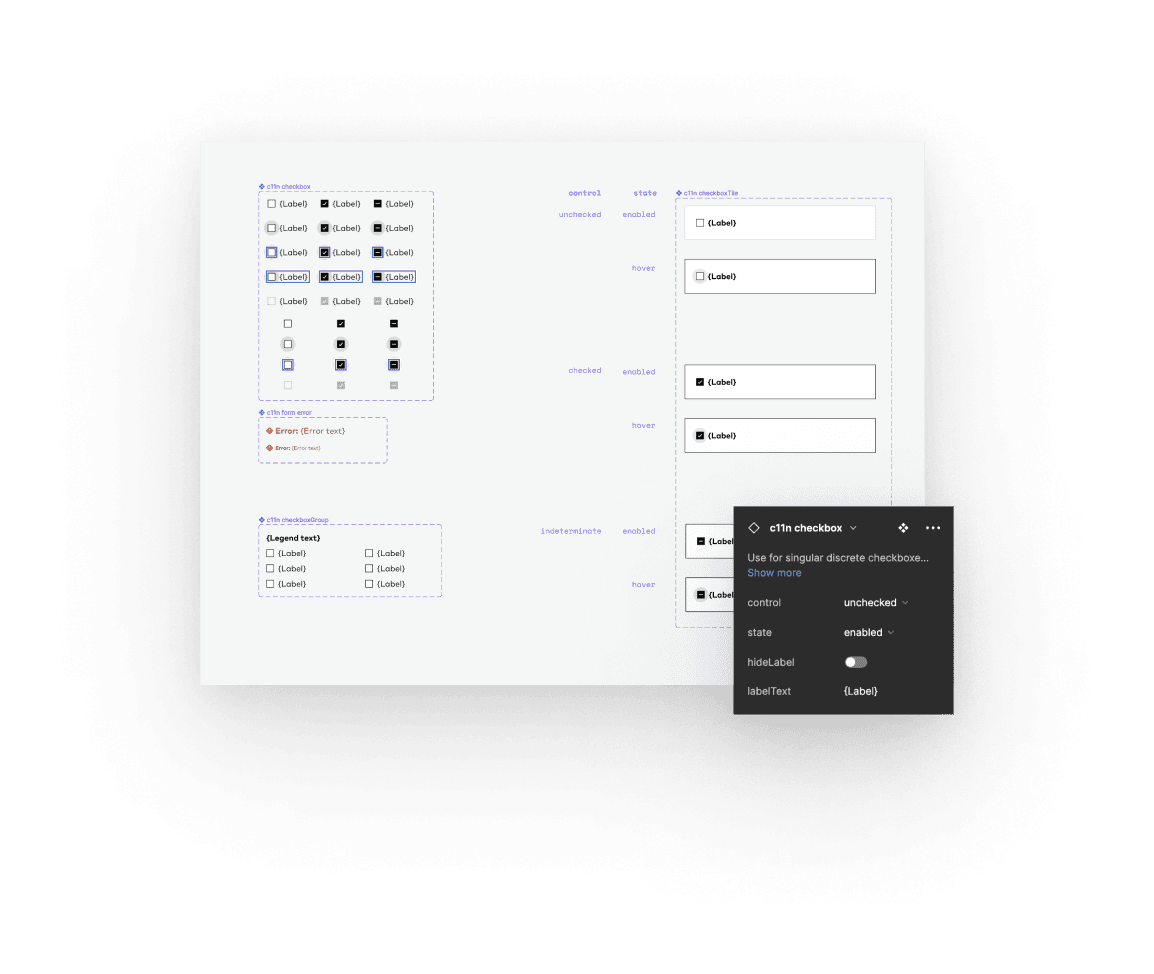Component documentation — properties and API