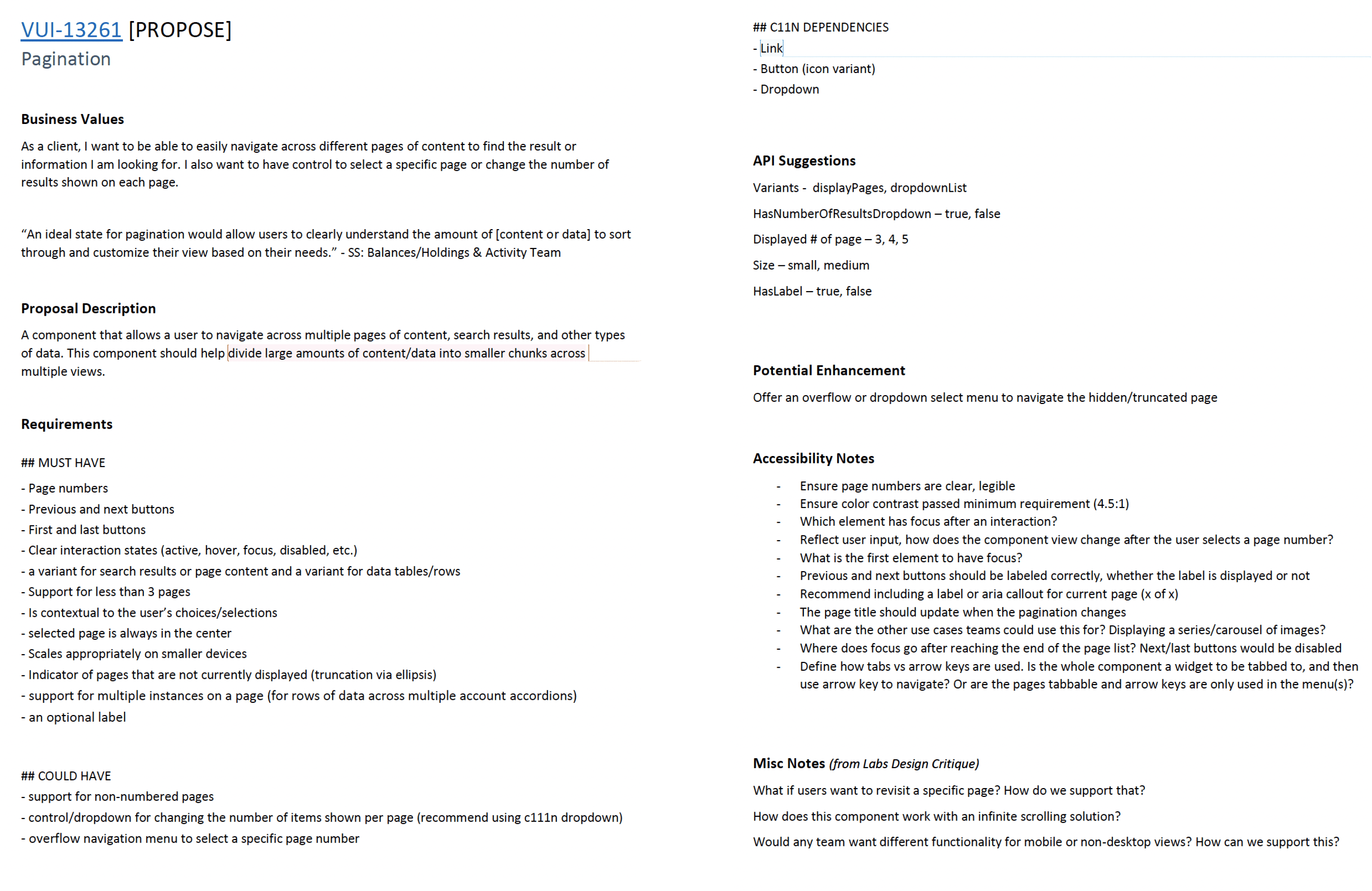 A component proposal — use cases, constraints, and business value